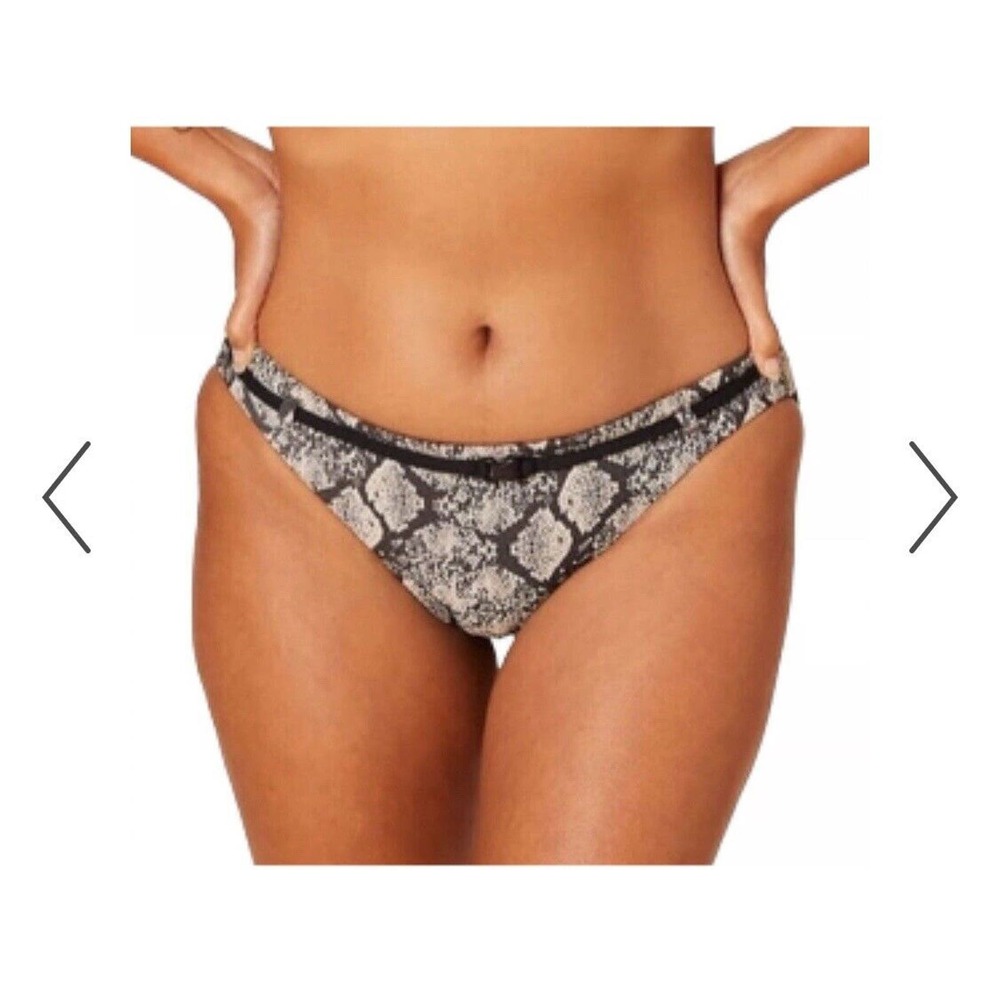 Andie Swim The Riviera High Waisted Belted Bikini Bottom Black Snake Print Sz M